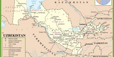 Mapa Uzbekistana politički 